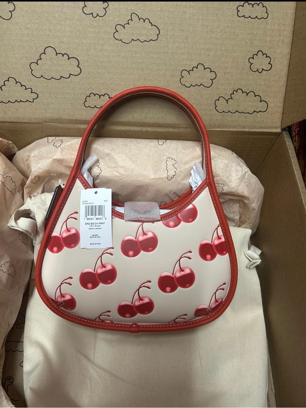 NWT COACH CHERRY PRINT COACHTOPIA SHOULDER BAG (Sold Out In Stores and Online) - Picture 7 of 11